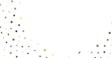 Kutlamalar için beyaz arka planda altın yıldız konfetisi