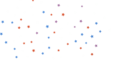 Kutlamalar için beyaz zemin üzerinde renkli dağınık yıldız desenleri