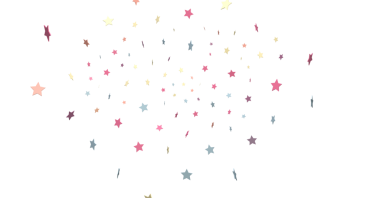 Kutlama ve Neşe İçin Beyaz Arkaplanda Renkli Dağılmış Yıldızlar