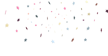 Kutlama için beyaz bir arkaplana düşen renkli yıldız konfetileri