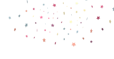 Beyaz arka planda yüzen renkli yıldız konfetileri parti kutlaması