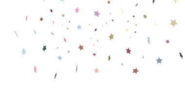 Beyaz arkaplanda süzülen yıldızlar, soyut renkli sim parçacıkları