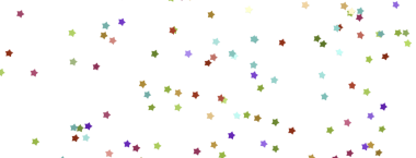 Beyaz arka planda renkli yıldız şekilli konfeti deseni, şenlikli eğlence.