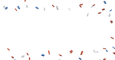 Kutlama veya parti için beyaz zemin üzerinde soyut kırmızı beyaz ve mavi konfeti