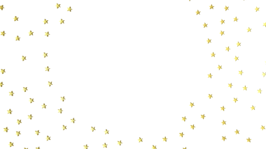 Beyaz arka planda altın yıldızlar konfetisi, soyut tasarımı kutluyor