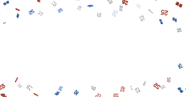 Soyut numara 25 konfeti kırmızı, mavi ve gri arka planda