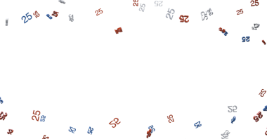 Kutlamalar için dağılmış 25 sayının soyut çizimi