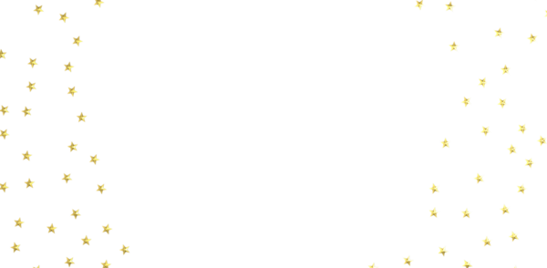 Beyaz arka plandaki altın yıldızlar büyülü bir festival ortamı yaratır.