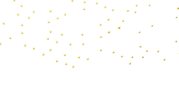 Kutlama için beyaz arka planda süzülen altın yıldızlar