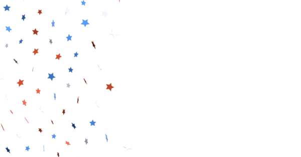 Kırmızı Beyaz ve Mavi Yıldız Konfeti Beyaz Arkaplanda Kutlama İçin