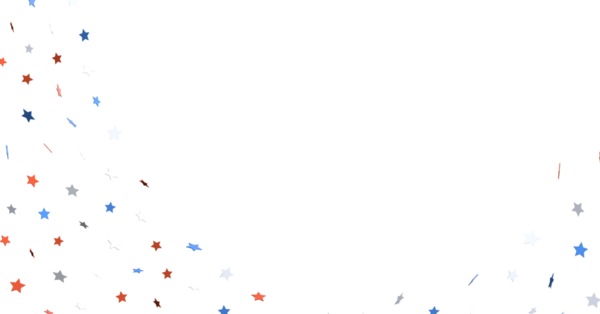 Beyaz Arkaplanda Kırmızı, Beyaz ve Mavi Yıldız Konfeti