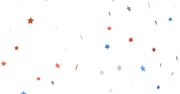 Beyaz Arkaplanda Şenlikli Yıldızlar Vatansever bir hava yaratıyor