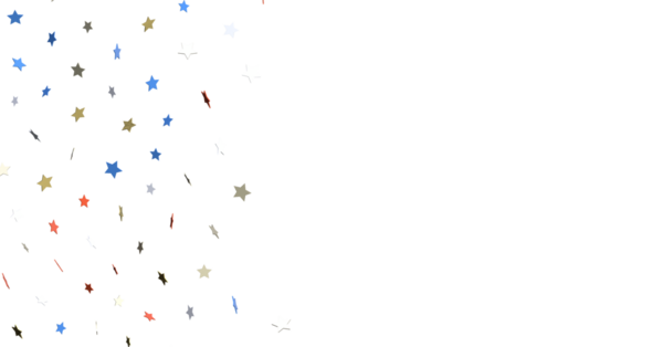 Renkli yıldızların konfeti arka planı beyaz, şenlikli konsept üzerine izole