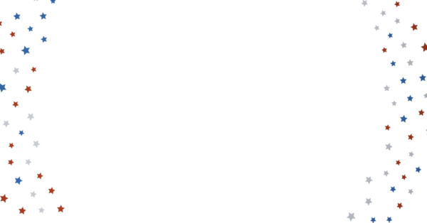 Amerikalı vatansever yıldızlar beyaz arka plan dizaynında konfeti çerçevesi