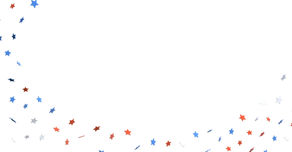 Kırmızı Beyaz ve Mavi Yıldız Konfeti Beyaz Arkaplanda Düşüyor
