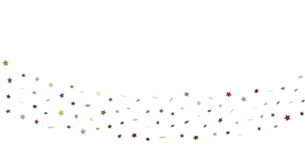 Kutlama ve Neşe İçin Beyaz Arkaplanda Renkli Yıldız Çelengi