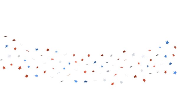 Beyaz Arkaplanda Yüzen Kırmızı Beyaz ve Mavi Yıldızlar