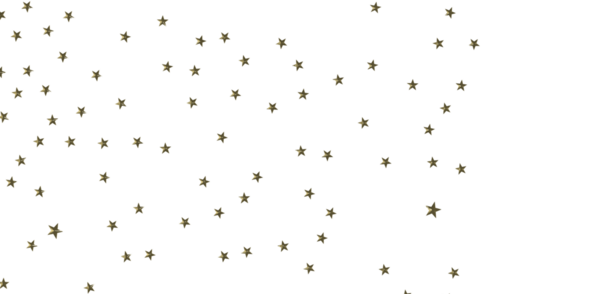 Beyaz arkaplana dağılmış altın yıldızlar sihirli efekt yaratıyor.