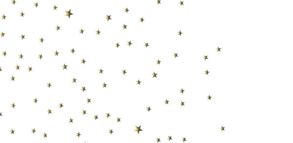 Kutlamalar ve etkinlikler için beyaz bir zemin boyunca dağılmış altın yıldızlar