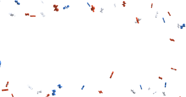 Yüzde İşaretleri Konfeti: Kırmızı Beyaz ve Mavi Yüzen