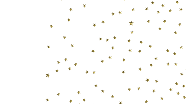 Kutlama ve şenlik tasarımı için beyaz arka plana dağılmış altın yıldızlar.
