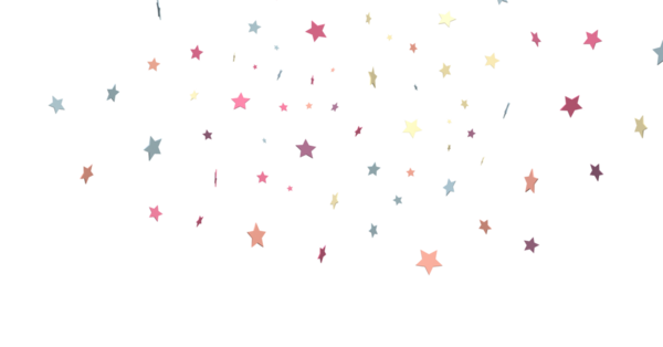 Beyaz arka planda yüzen renkli yıldız konfetileri parti kutlaması
