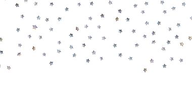 Beyaz arka planda ışıldayan gümüş yıldız konfetisi, şenlikli ve zarif tasarım