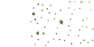 Altın yıldızlar parıldıyor, arka plan parıldıyor. Tatili kutluyoruz. Şenlikli konfeti dekorasyonu.