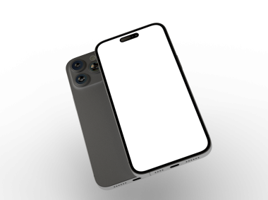 Beyaz arka planda beyaz ekranlı akıllı telefon modeli, modern teknoloji