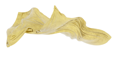 Zarif akışkan altın kumaş soyut doku beyaza izole edilmiş.