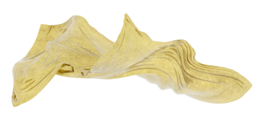 Zarif altın kumaş beyaz arka planda zarifçe akıyor.