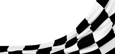 Beyaz arkaplanda kareli bayrak sallama: yarış konsepti