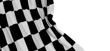 Beyaz arkaplan, rekabet ya da ırk kavramında kareli bayrak sallama