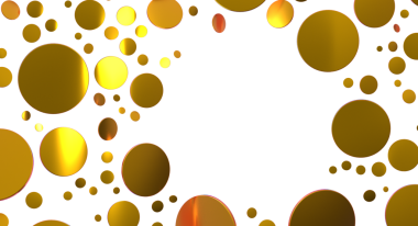 Beyaz zemin üzerinde yüzen soyut altın baloncuklar, modern stil tasarımı