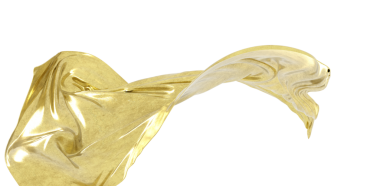 Yüzen altın kumaş beyaz arka planda akıyor.