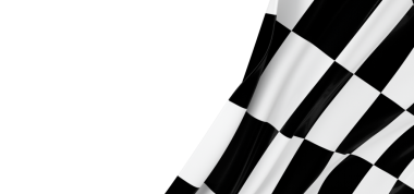 Yarış Kavramları İçin Beyaz Arkaplanda Rüzgarda Damalı Bayrak