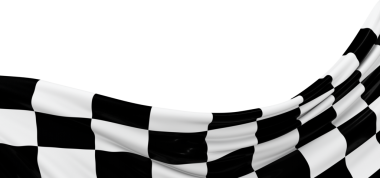 Zafer İçin Saf Beyaz Arkaplanda Damalı Bayrak Dalgalanması