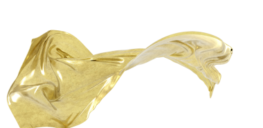 Zarif Altın Kumaş Akışı, Beyaz Arkaplanda İzole Edilmiş, Lüks İpek Örtü