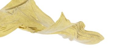 Beyaz arka planda izole edilmiş zarif akışkan altın kumaş, tasarım elementi