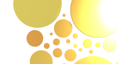 Farklı boyutlarda, beyaz arkaplan ve soyut sarı daireler.