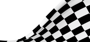 Checkerboard Bayrak Dalgalanması Hız ve Zafer İçin Beyaz Arkaplanda İzole Edildi