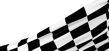 Dama tahtası bayrağı sallanıyor. Beyaz arka planda izole edilmiş, zaferin sembolü.