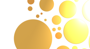 Beyaz arkaplan tasarımında yüzen soyut altın baloncuklar