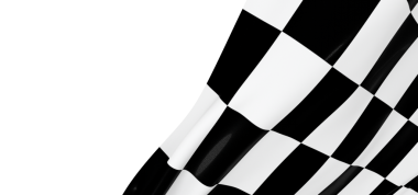 Beyaz arka planda yarış bayrağı dalgalanıyor. Bitiş çizgisi kavramı.