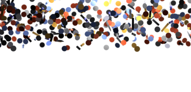 Kutlamalar için beyaz arka plana renkli konfeti düşüyor