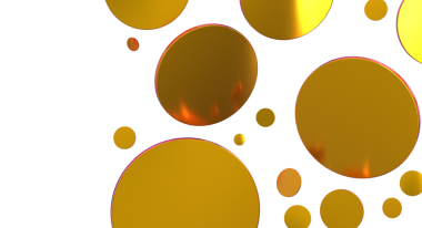 Beyaz arka planda yüzen soyut altın halkalar, konsept tasarım