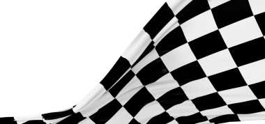 Dalgalı yarış bayrağı arkaplanı kavramları için beyaza izole edilmiş