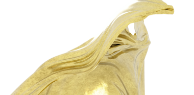 Beyaz Arkaplana Karşı Şık Altın Kumaş Akışı: Lüks Soyut