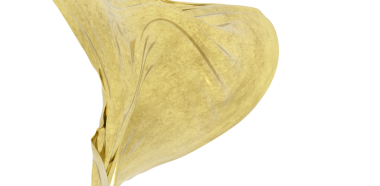 Soyut Altın Kumaş Girdap ve Eğriler Beyaz Arkaplan Karşısında