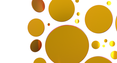 Beyaz arka planda yüzen soyut altın halkalar, minimalist tasarım